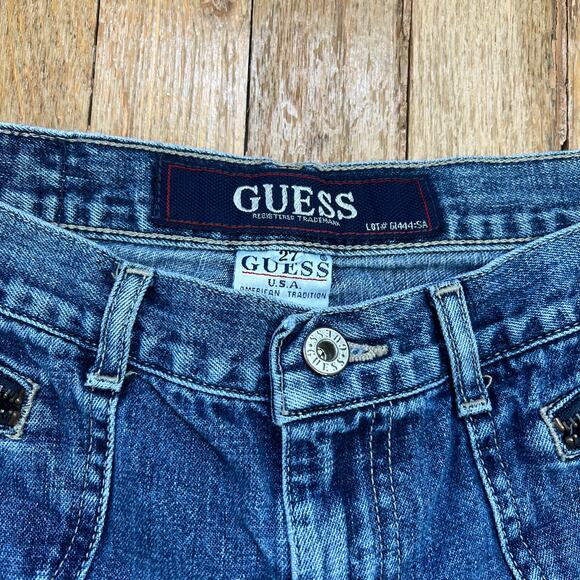 Guess Vintage Y2K Low Rise Bootcut Flare Jeans Hip Huggers Zip‎ Pockets Size 27" - Picture 3 of 13